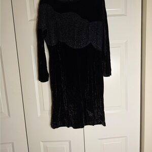 Vintage Unbranded Black Velvet Dress with Sparkle Lace Bust Size 12